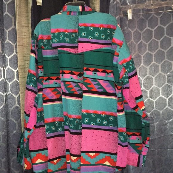 Vintage wrangler wild bold geo Aztec south western country cowboy brush popper - Picture 13 of 17